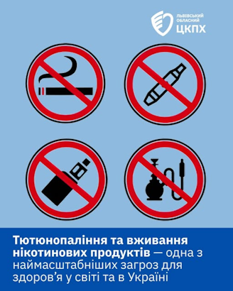 Тютюнопаління та вживання нікотинових продуктів - одна наймасштабніших загроз для здоров'я